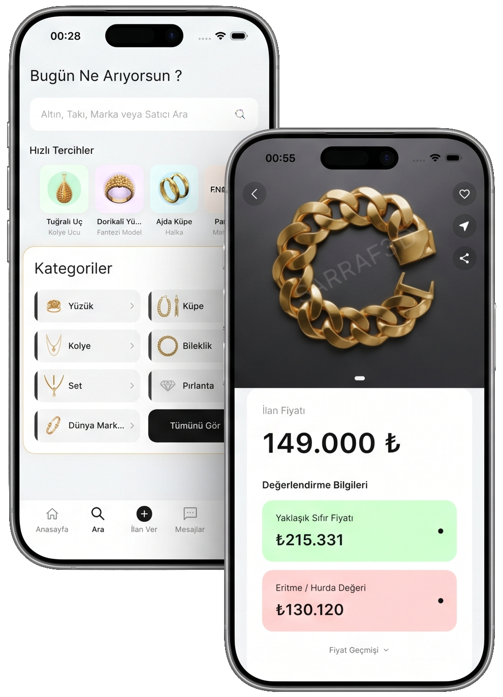 Sarraf360 Mobil Uygulama Ekranları Mobile